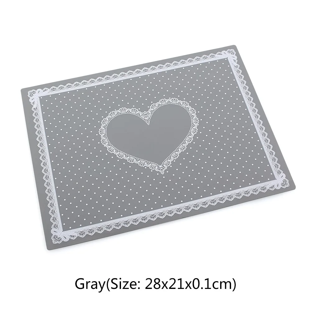 1PC 28x21cm Beauty Care Pro Nail Art Manicure Silicone Table Mat Cute Point Lace Silicone Foldable Washable Pad Heart Cushion