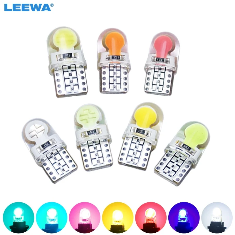 

LEEWA 200pcs 12V 1.5W Car T10 194 W5W COB Silicone Shell Auto Dome LED Light Car Side Wedge Light Lamp 7 Colors #CA4586