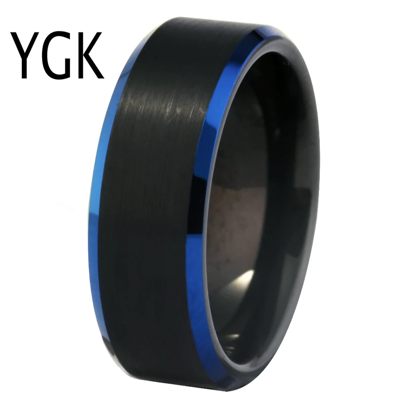 

Classic Wedding Band Ring for Women Simple Engagement Tungsten Rings Mens Anniversary Party Ring Matte Black Blue Tungsten Ring