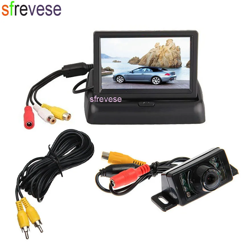 

4.3" LCD Foldable Monitor Car Rear View Kit + 7 LED IR Night Vision Car Reversing Parking Backup Camera System