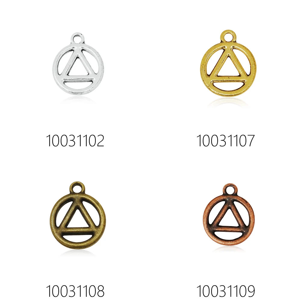 

20pcs Metal Recovery Symbol Charm,Round Antique Silver Circle and Triangle Symbol Charm,Alcoholics Anonymous AA Jewelry