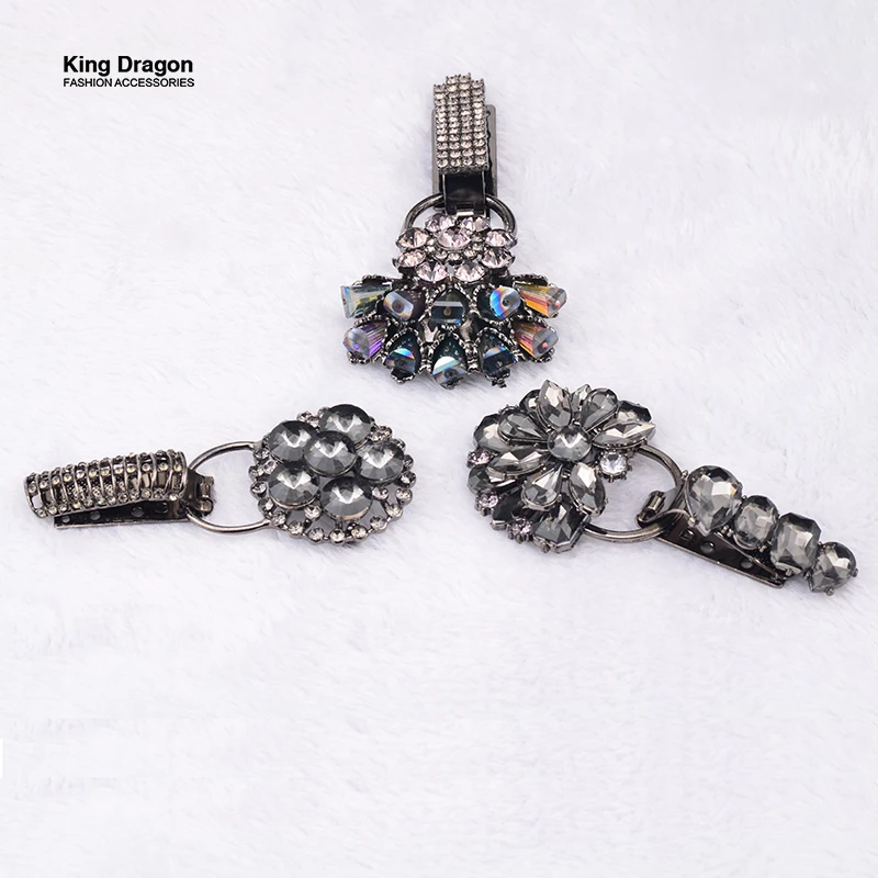 New Arrival Rhinestone Buckle For Mink Or Fur Coat Metal Decorative Buckles 1Set/Lot Black Or Gold Color KD539