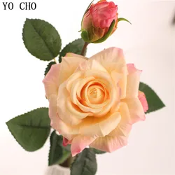 YO CHO Artificial Peony Flowers Latex Flores  Leaves  Real Touch Rose  Silk Flowers  Home Decoration  DIY Roses  Wedding Bouquet