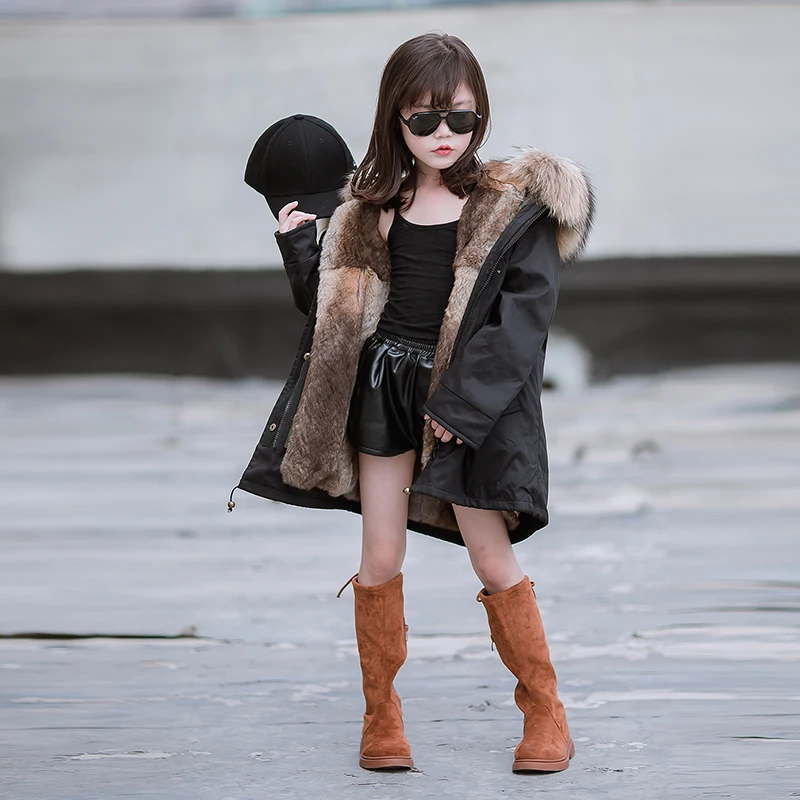 JKP Baby Girl Winter Clothes Childrens Jacket Winter Outwear Autumn Baby Girl Jackets  Warm Natural Fox Fur Collar