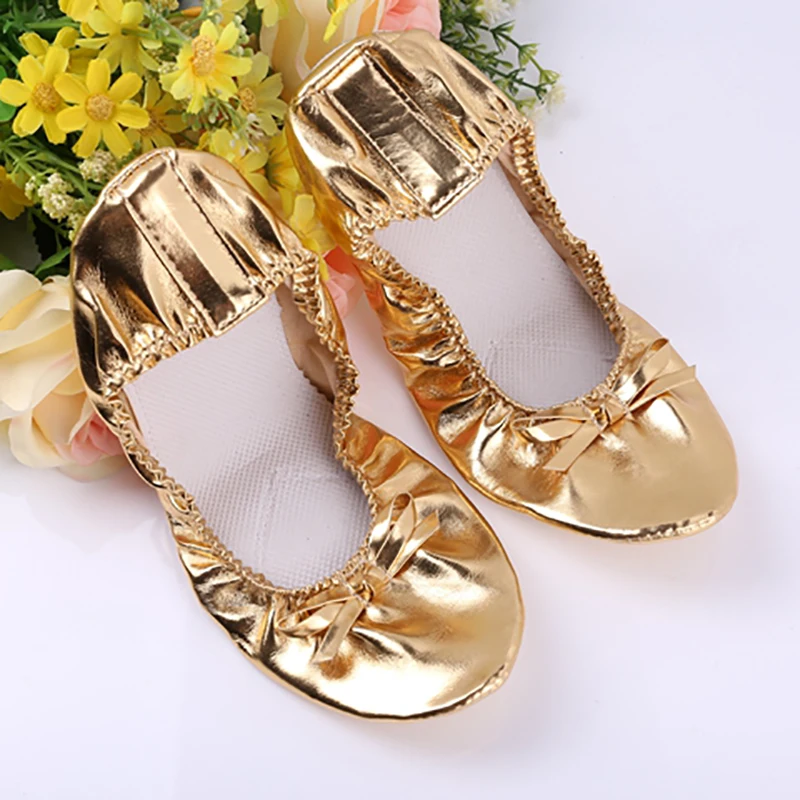 MMX10 PU Top Gold Soft Indian Women's Belly Dance Dance Shoes Ballet Shoes Leather Belly Dance Ballet Shoes Kids For Girls Women