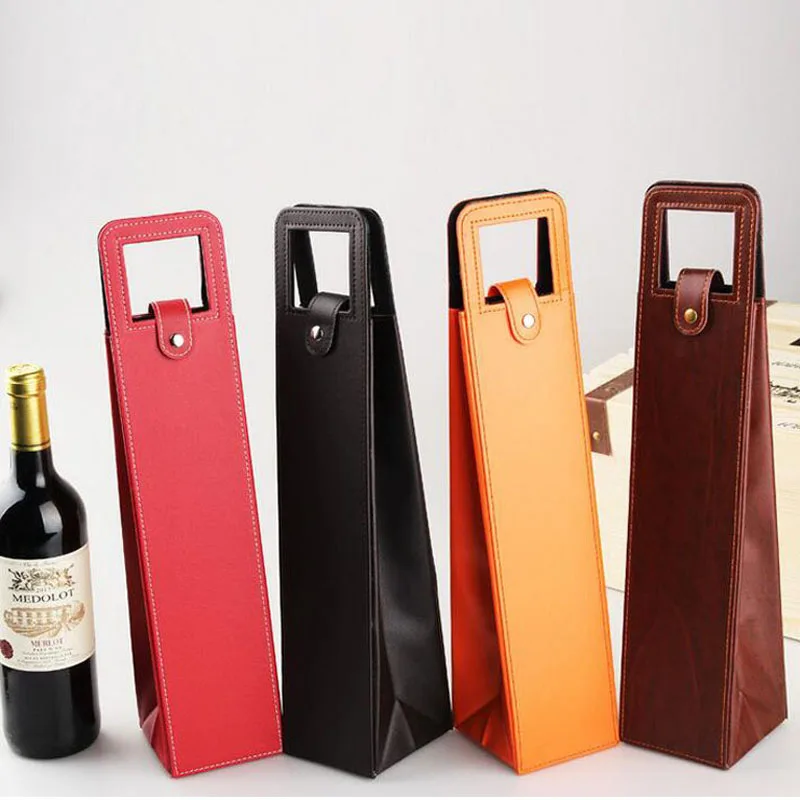 Luxury Portable PU Leather Wine Bags Red Wine Bottle Packaging Case Gift Storage Boxes With Handle Bar Accessories ZA3103