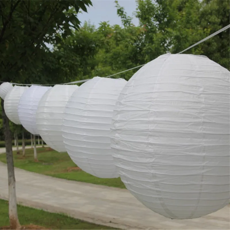 6-8-10-12-14-16 Inch White Chinese Paper Lanterns Decorative Balls Wedding Party Home Yard Garden Hanging Decor 500pcs