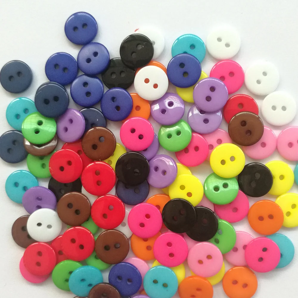 100Pcs Veel Candy Kleur Resin Naaien 2 Gaten Knoppen Scrapbooking Versiering Decoratieve Knoppen 9Mm 10Mm 15Mm