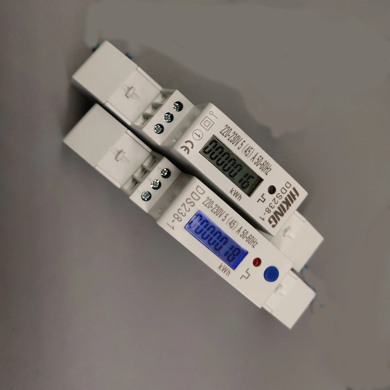 5(45)A 45A 220V 230V 50HZ 60HZ LCD display Single phase Din rail KWH Watt hour din-rail blue backlight energy meter