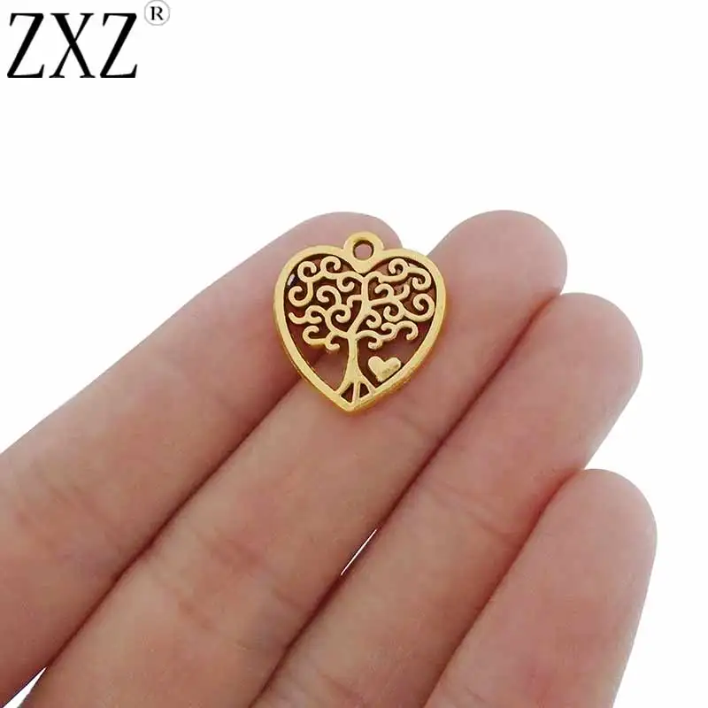 

ZXZ 20pcs Antique Gold Tone Heart Love Tree Charms Pendants Beads for DIY Necklace Bracelet DIY Jewelry Making Findings 17x18mm