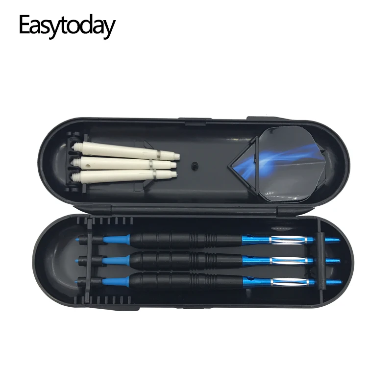 Easytoday 3Pcs/set Darts Electronic Professional Competition Supplies Blue Soft Tip Metal Barrel Aluminum Darts Shafts Flights