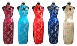 Le donne vestono le donne nuovo arrivo vestito stile cinese Dragon Phoenix Backless Costume lungo Cheongsam abito da sera Qipao