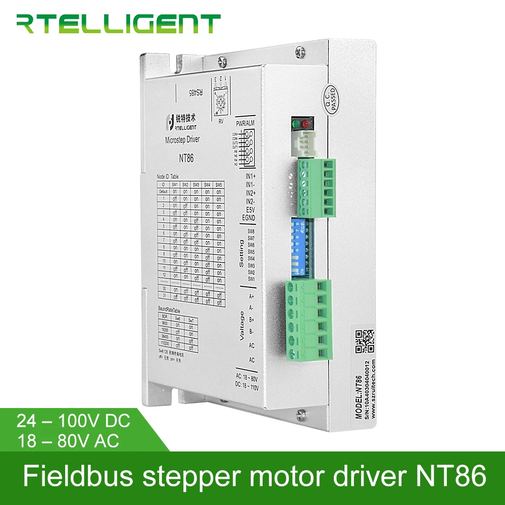 Rtelligent 2 3 phase Nema 34 NT86 18-80V RS485 Network ModBus Control Digital Stepper Motor Driver for Open Loop and Closed Loop