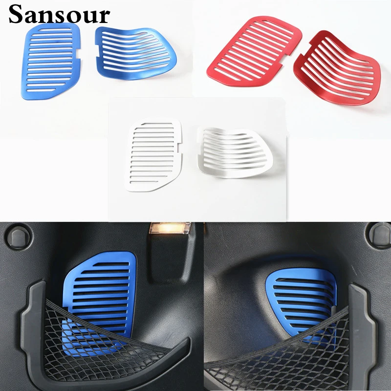 Sansour Newest Rear Trunk Liftgate Door Vent Mesh Trim Interior Accessories Aluminum For Jeep Renegade 2016-2021