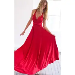 Summer Sexy Long Dress 2021 Bridesmaid Multi Way Wrap Convertible Maxi Red Dresses Strapless Hollow Out Party Bandage Vestidos