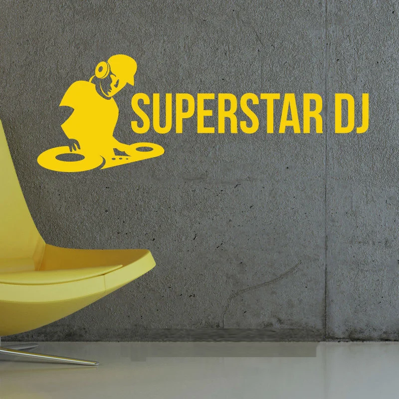 Hot SUPERSTAR DJ Music DJ Wall Art Sticker Decal Home DIY Decoration Decor Wall Mural Removable Bedroom Decal Stickers 57x168cm