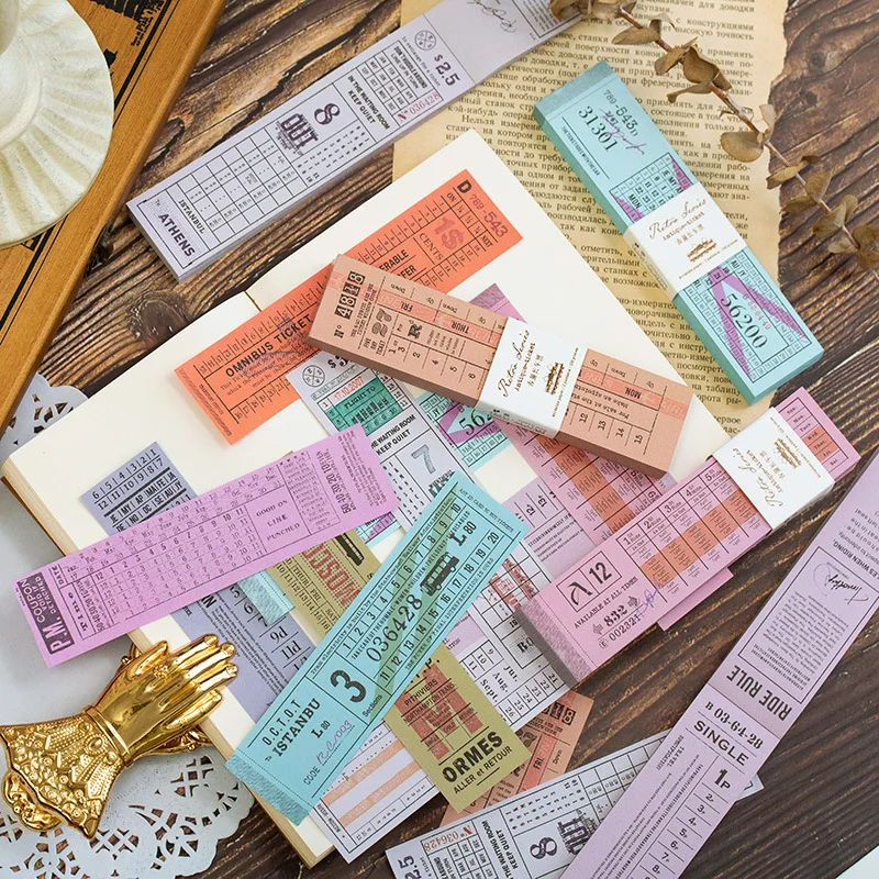 12 Styles Retro Antique Ticket Series Memo Pad Sticky Notes Tags Words Phrases Stickers Notepad Label