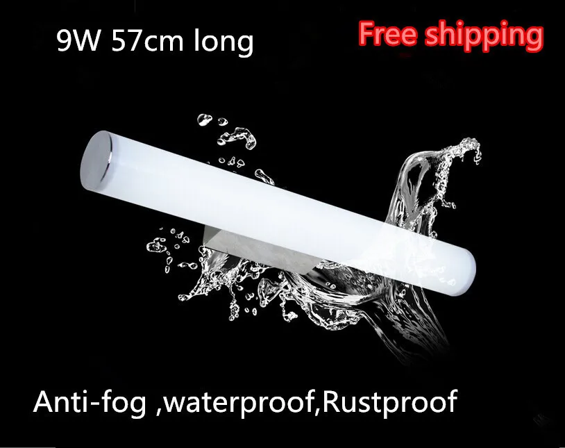 9W 57CM long modern led bathroom mirror head light anti-fog makeup lamp stainless base waterproof Acrylic tube wall lamp