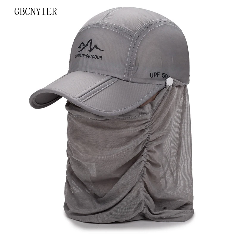 GBCNYIER outdoor full protection baseball cap thin cotton breathable mesh neck protection fold unisex sun hat easy pocket