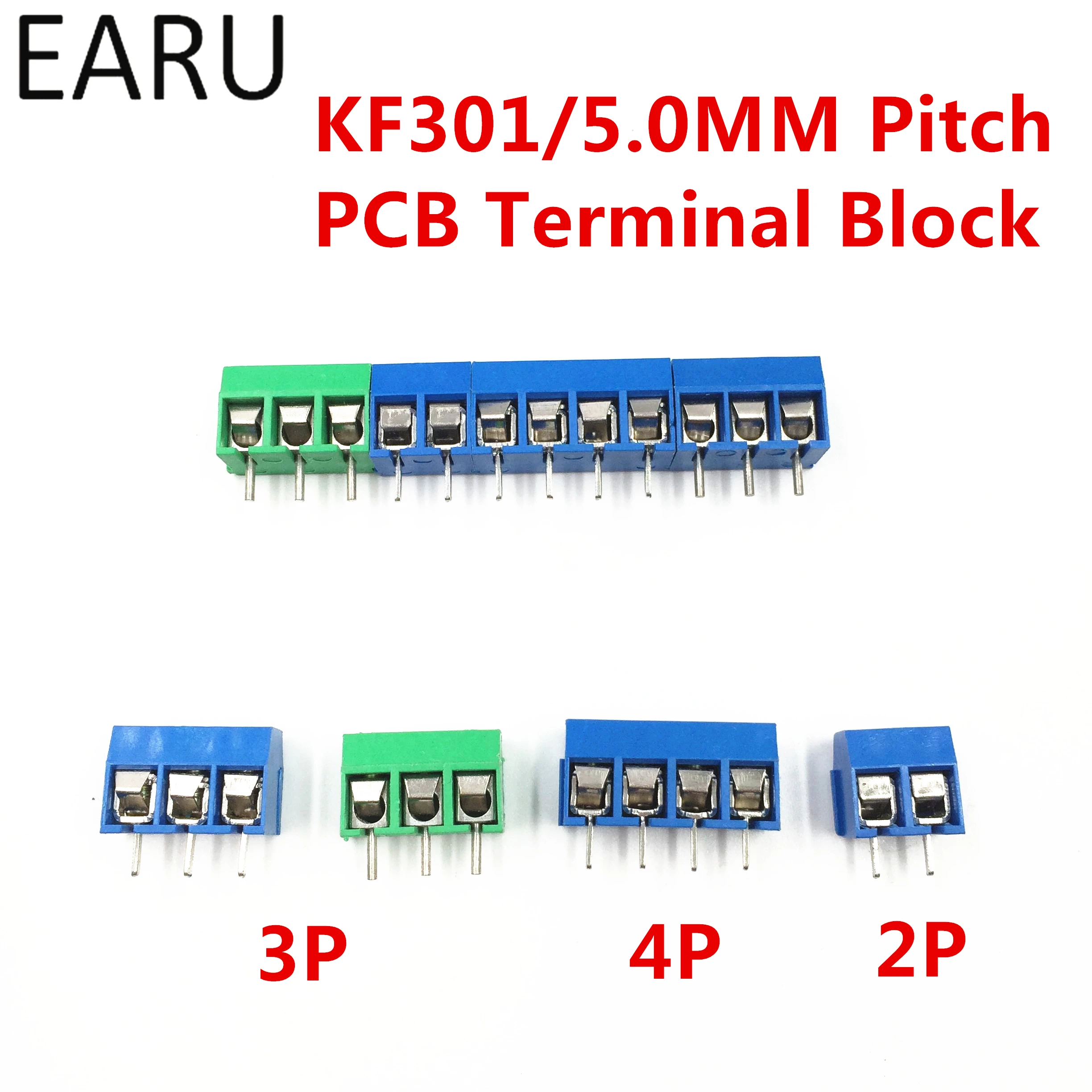 

100 шт./лот фотометрический интервал 5,0 мм прямой контакт 2P 3P 4P винт PCB Клеммная колодка соединитель синий зеленый