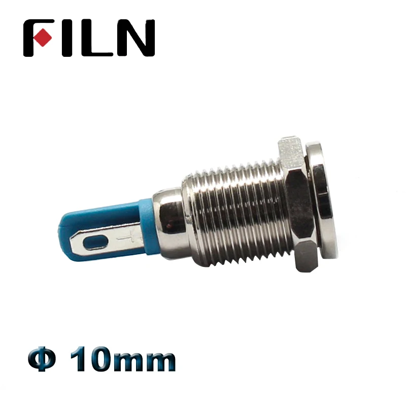 FILN 0.39 Inch 10mm LED Metal LED Indicator Light Pilot Lamp Signal Lamp 12V 24V Car Boat Red Green Blue Amber LED Indicator