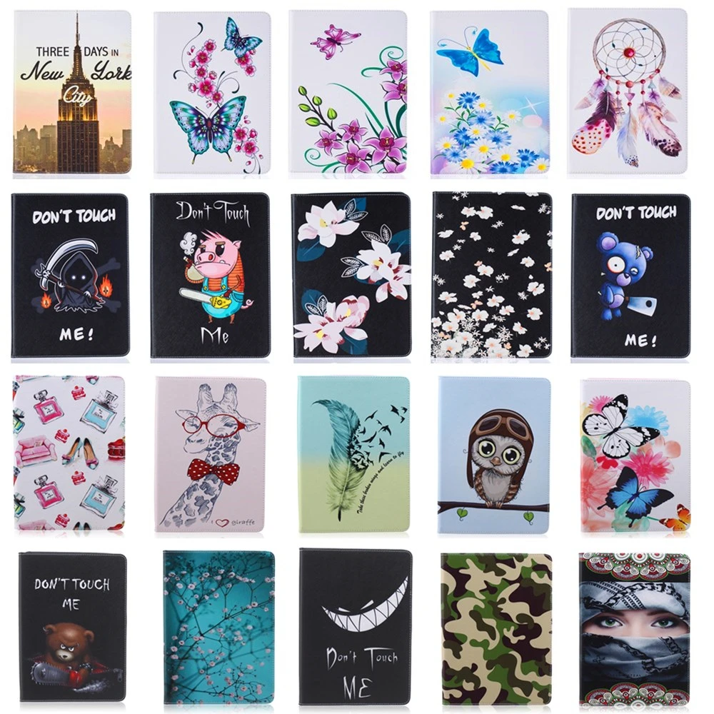 

Fashion Stand PU Leather Case For Samsung Galaxy Tab A 9.7 inch SM T550 T551 T555 Beautiful Painted tablet Shell Cover #D