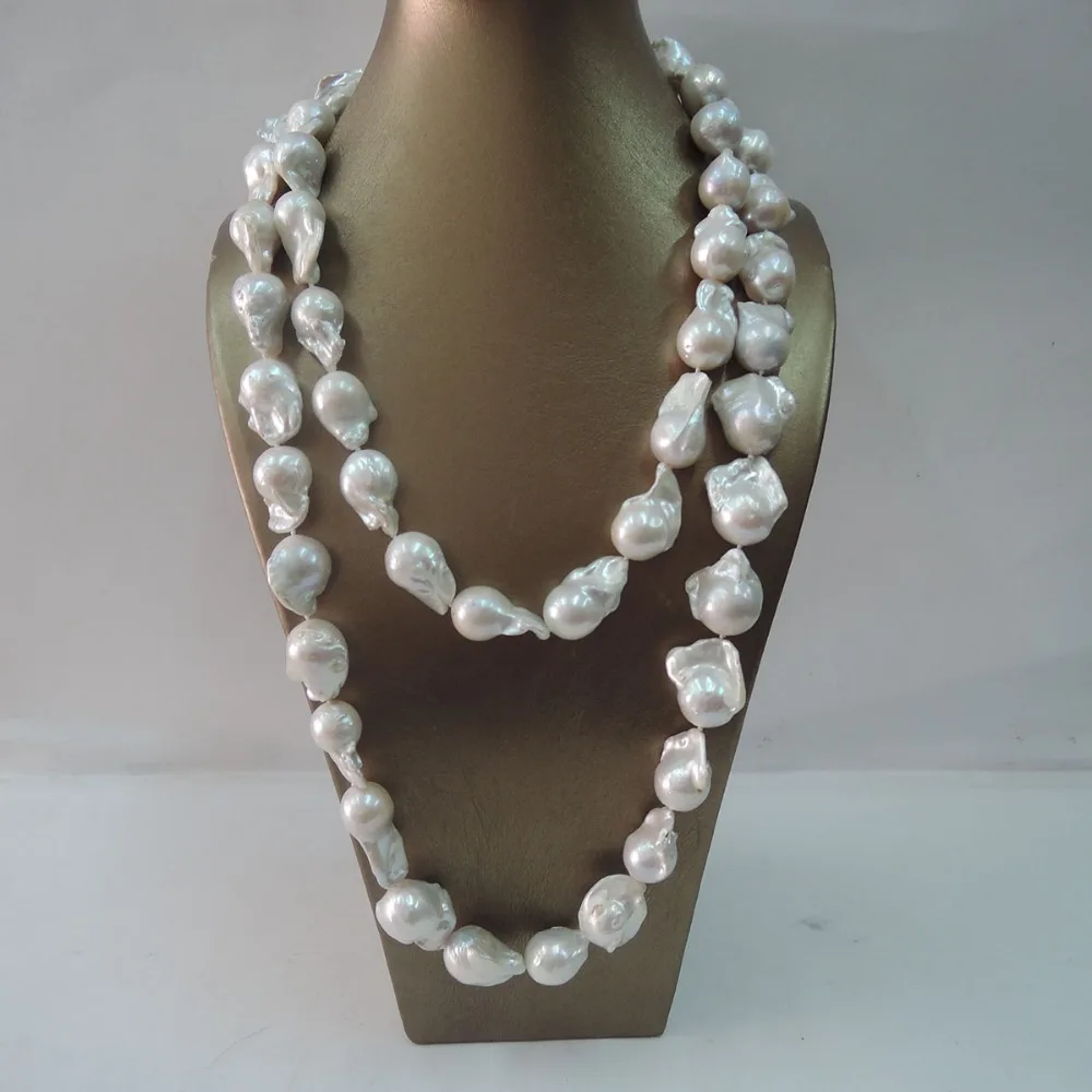 100% NATURE FRESHWATER PEARL NECKLACE, HIGH QUALITY BIG BAROQUE PEARL long NECKLACE-125 cm NECKLACE-big baroque shape pearl