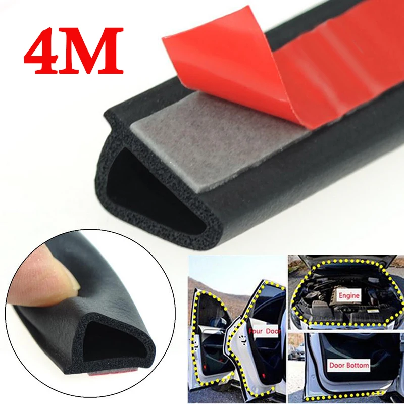 

1pc high quality EPDM Rubber and Adhesive Sloping D Shaped Car Door Black Seal Strip Trunk Hood Edge Insulation Trim 4m