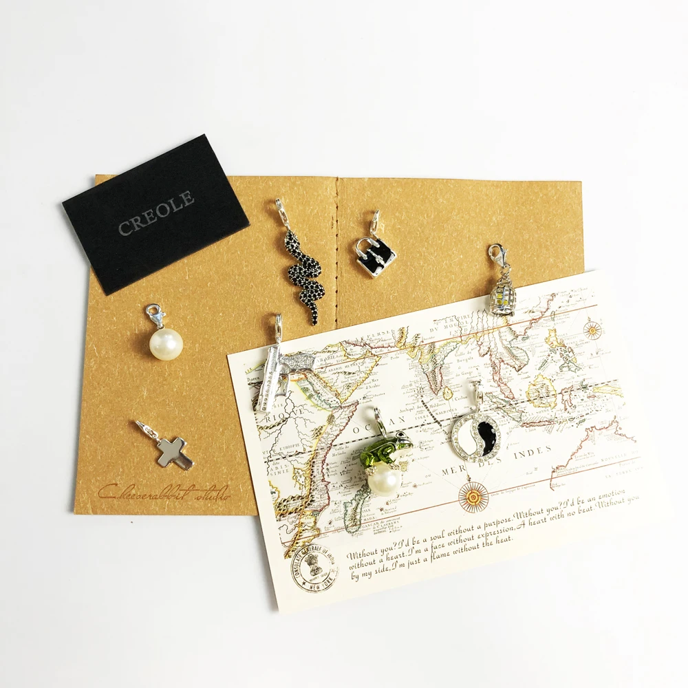 Briefcase Tai Chi Cross Pearl Birdcage Pistol Frog Snake Charm Pendant,2019 Summer New Trendy Jewelry 925 Sterling Silver Gift