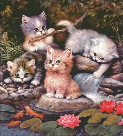 

Needlework,Embroidery,DIY 14CT Art Cross stitch kits,Pattern Counted Cross-Stitching Set Home Playful Cat Animal Lovely Pet