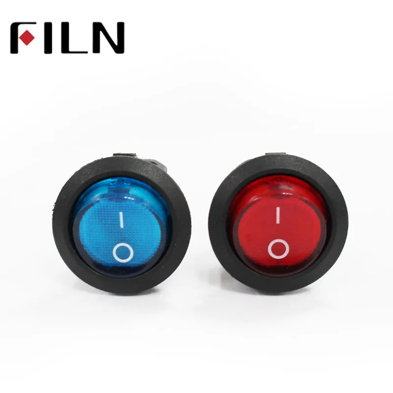 FILN KCD1 24v 110v 220v red blue Sliver contact waterproof plastic round toggle switch 3pins on off boat rocker switch