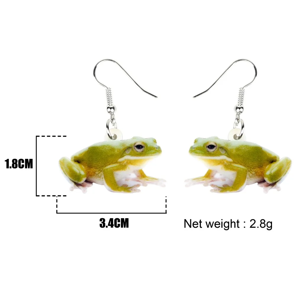 WEVENI Accessory Acrylic Cute Green Frog Earrings Dangle Drop Animal Jewelry For Women Girls Cute Party Gift Charms Dropshipping