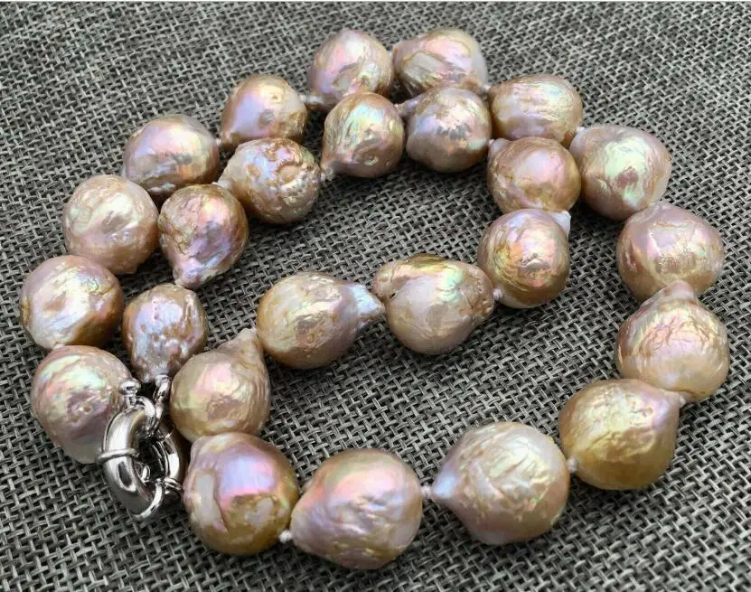 11-15 mm Natural Purple Multicolor Baroque Pearl Necklace 18