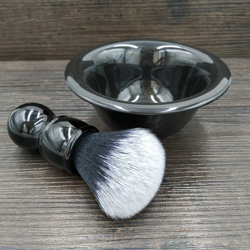 dscosmetic 24mm 26mm tuxedo synthetic hair knots black handle shaving brush  bread brush