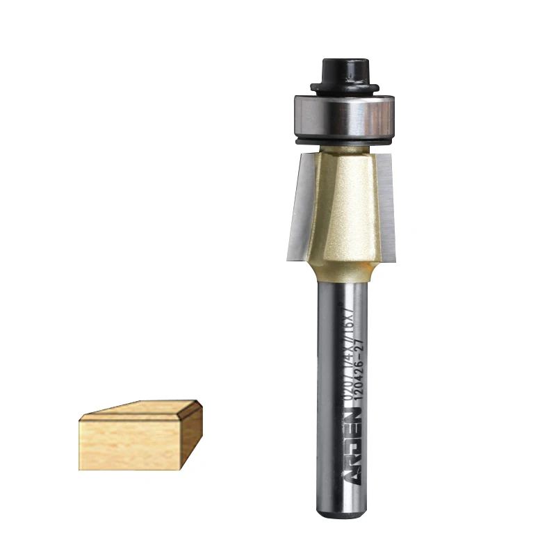 Woodworking Tool Triple Flutes Straight Bit W/Bearing Router Bit 1/4*7/16*7 Deg 1/4