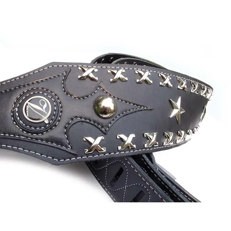 vorson leather guitar strap  electric bass strap  death metal rock Punk  guitar strap Genuine Leather