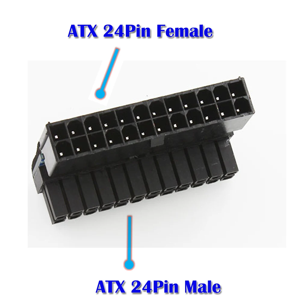 5PCS 24P Connector Mainboard Motherboard ATX 24Pin to 24Pin 90 Degree Power Adapter Connector for ATX Cable better Power Supply