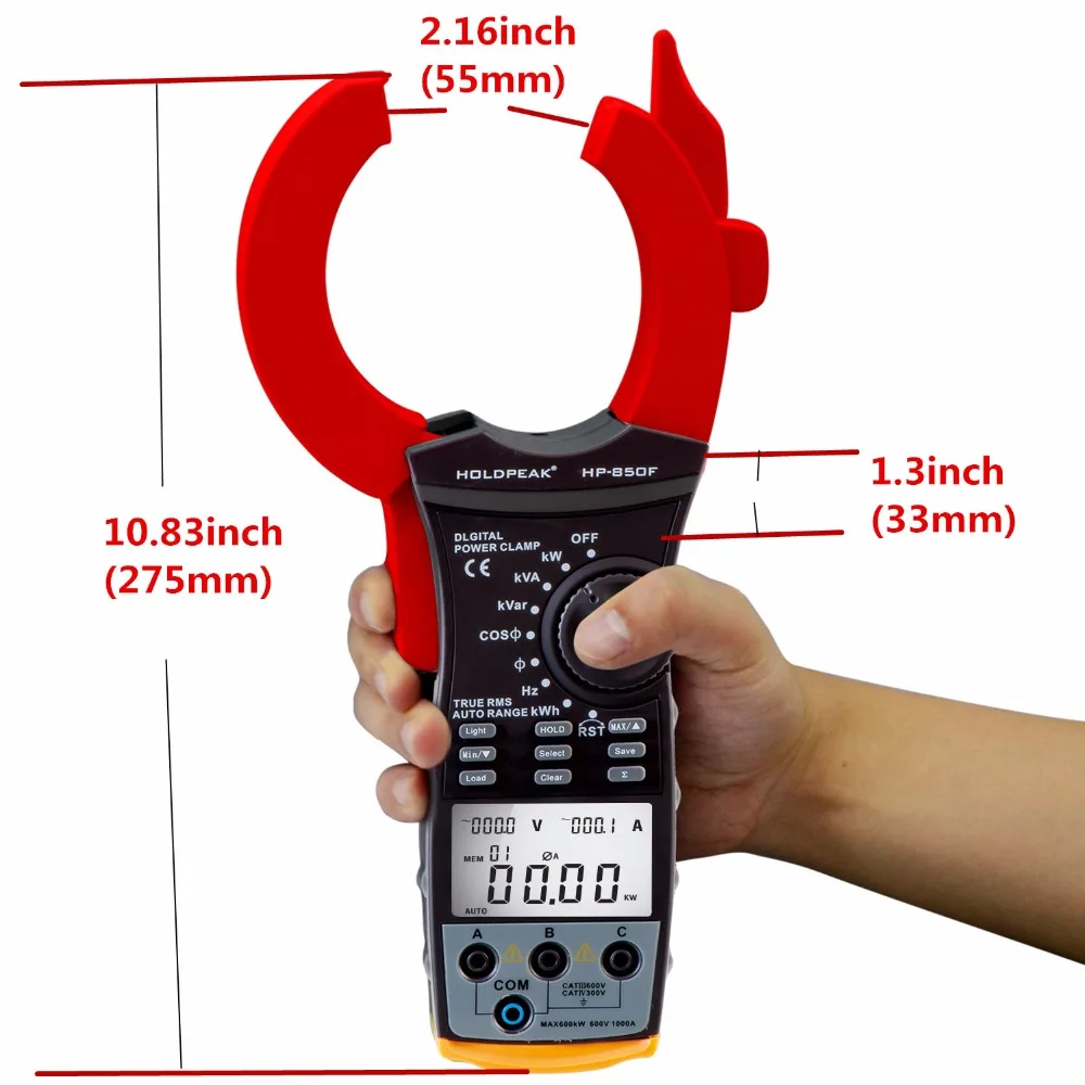 HP-850F USB Interface True rms 9999 Counts Auto Range Clamp Multimeter Multi Meter AC Current Tester 99G Data Memory