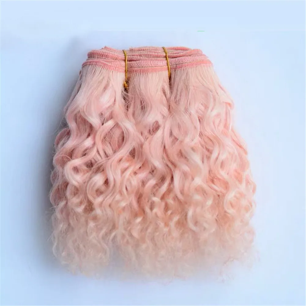 Wol Hair Extensions 15 cm Haar Inslagen Oranje Kaki Roze Bruin Krullend Pop Haar Pruiken voor BJD/SD DIY Handgemaakte Pop Pruiken