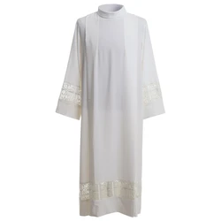 White Surplice Cassock Priest Costume Pastor Robe Catholic Church Seminarian Lace Liturgical Alb Cottas ALB Vestment