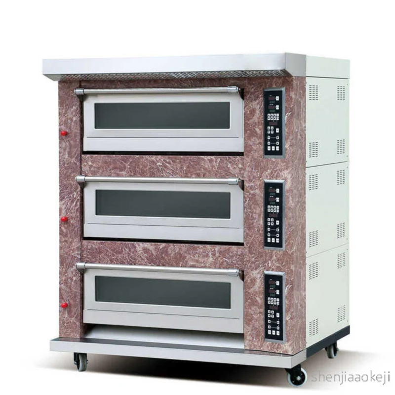 Multi-function gas toaster 3-layers 6 trays Commercial oven Pizza bread/ cake/ fruit pie /moon cake baking machine 1pc