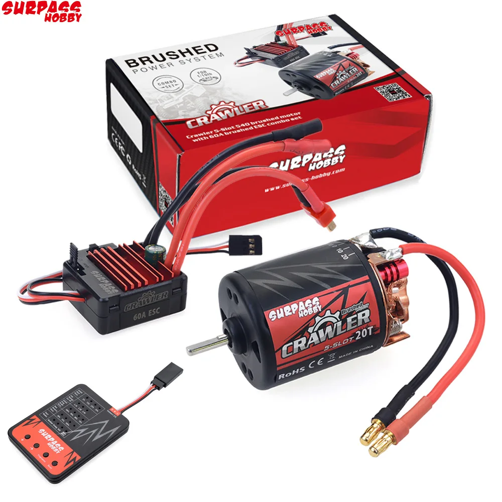 SURPASS Hobby 540 11T/13T/16T/ 20T 5-Slot Brushed Motor + 60A ESC + LED Program Card for 1/10 RC Crawler Car Rc Toys