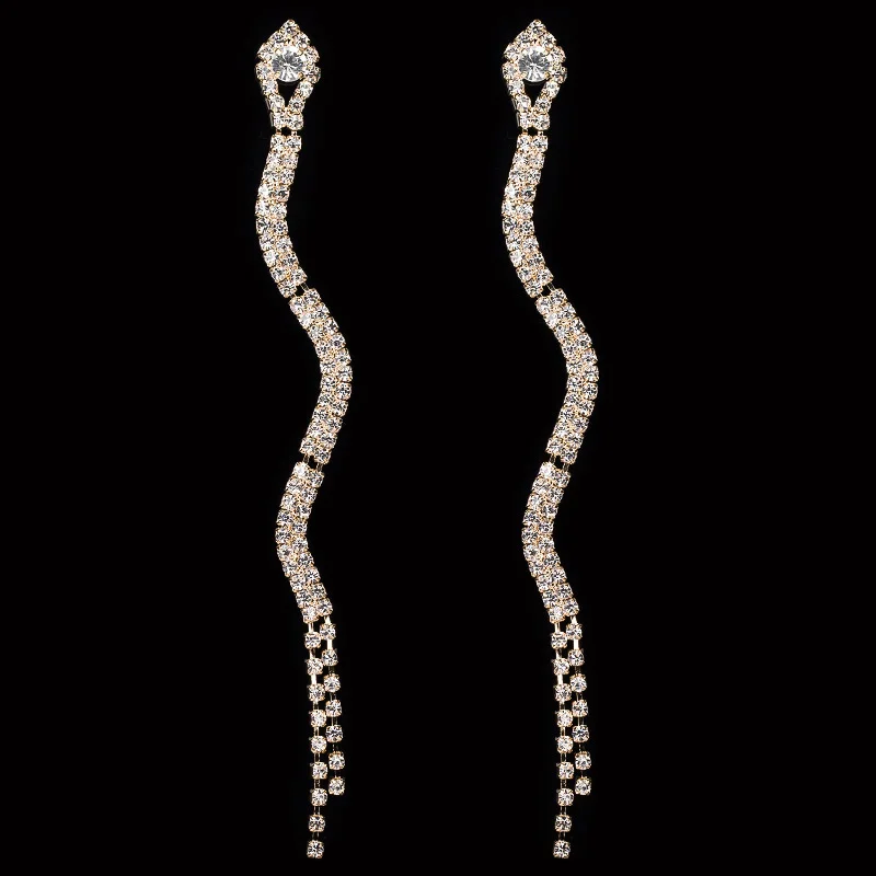 YFJEWE Elegant Snake Shape Long Crystal Earrings For Women Jewelry Accessories Full Rhinestone Drop Earring Wholesale #E071