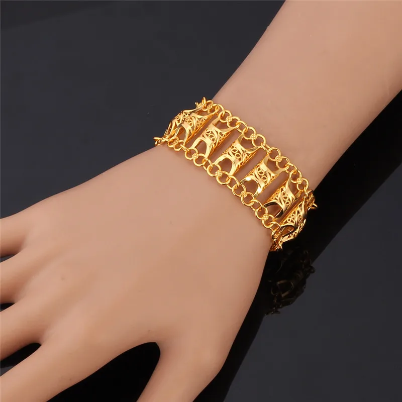 U7 Hollow Out Infinity Pattern Bracelet For Men/Women Gold Color Vintage Big Link Chain Jewelry QC24