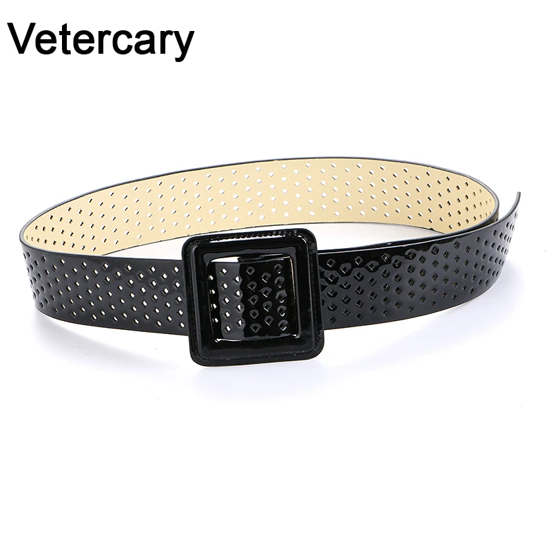 

Big square buckle belts Women Fashion Wide black Leather Belt Woman many Drilling Jeans Female Top Quality Straps Ceinture Femme