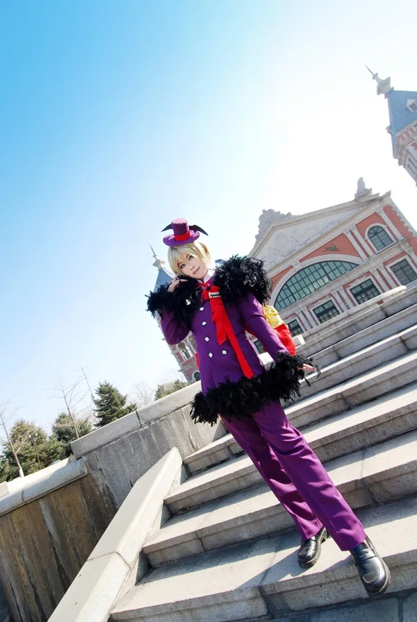 زي ألويس ترانسي التنكري مع قبعة وجناح لحفلات الهالوين وأعياد الميلاد للرجال والنساء