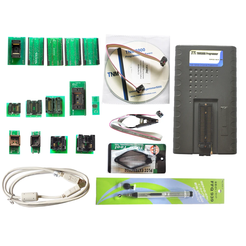 

TNM5000 USB EEPROM Programmer+10pcs adapter,for general use and vehicle electronic part repair,Support K9GAG08U0E FPGA/CPLD