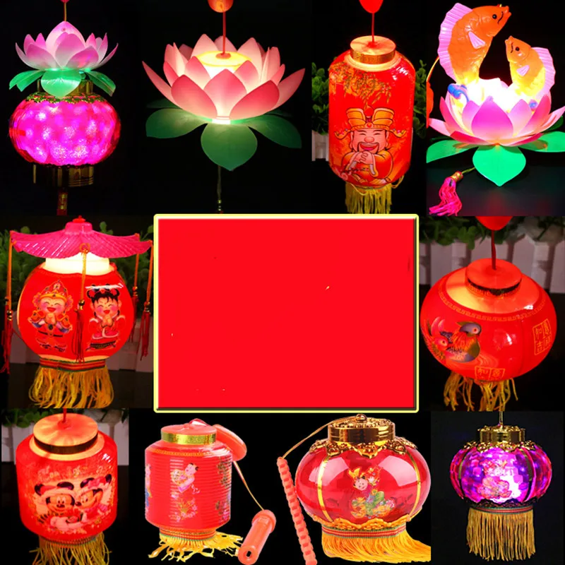 Glow in the Dark Toy Music Luminous Portable Palace Lamp Mini Red Lantern Night Market Gifts Birthday Party Wedding Decoration