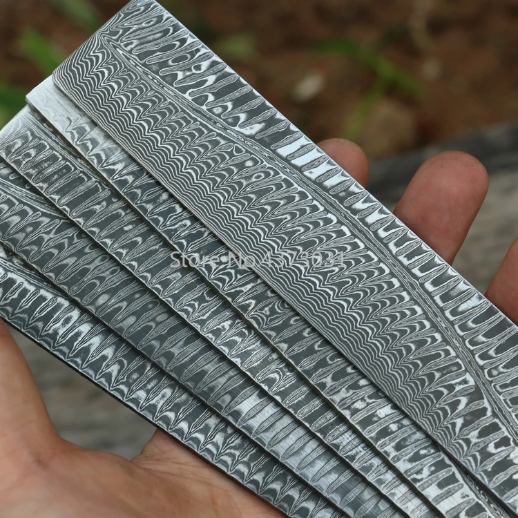 Wave/Keel Sandwich Pattern Steel for DIY Knife Making Damascus Steel Knife Blade Blank Heat Treatment -1Piece