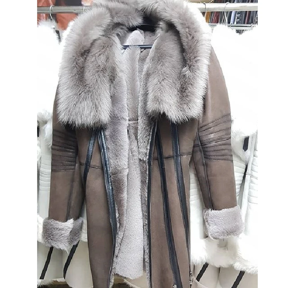 Chaqueta de borreguito para mujer, abrigo largo de piel, turco, escandinavo, cálido para invierno